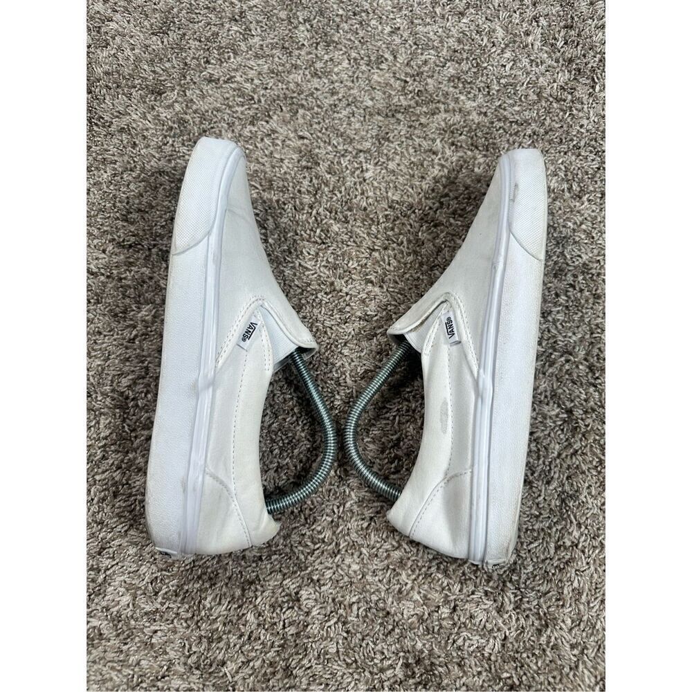 vans white slip on sneakers cavas flat shoes skate unisex women’s 10 men’s 8.5 - Picture 3 of 11